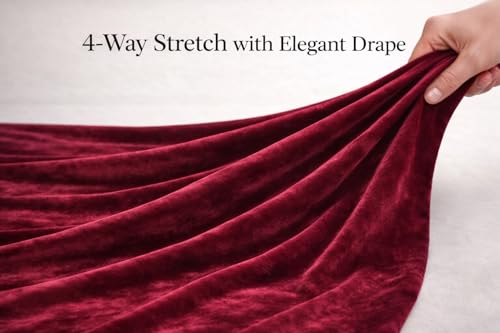 Slate Blue – Luxury 4-Way Stretch Velvet Fabric by Valentina Textile Inc – 58” Wide Soft Stretch Velvet for Sewing, Apparel & Upholstery (1 Yard) - color: Slate Blue, size: 1 Yard