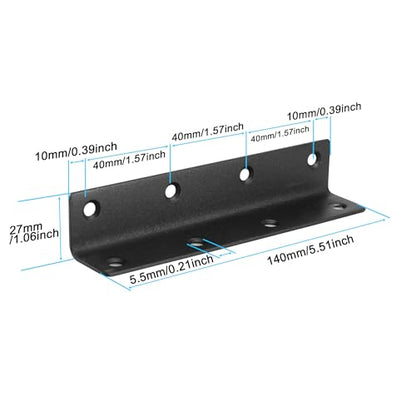 L Bracket, Heavy Duty Corner Brace, 10 Pack 5.51" Metal Shelf Bracket Angle Bracket for Shelves, Black Metal Braces for Wood, 140mm Overall Length - size: 5.5 Inch