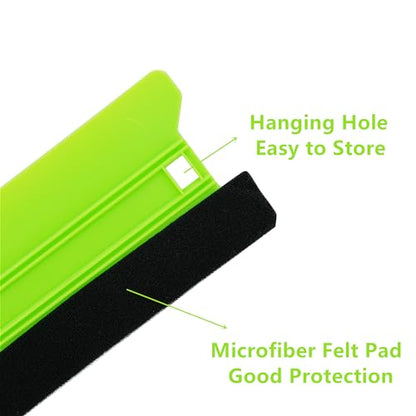2Pcs Plastic Felt Squeegee, 8.3inch Long Wallpaper Smoother, for Clean & Smoothing, Vinyl Wrap Squeegee, Window Tint Squeegee, Vinyl Scraper, Decal Applicator, Scratch-Free - color: Green