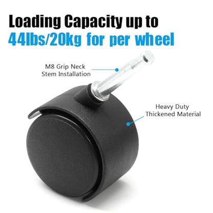 2 Inch Swivel Caster Wheels, M8 Grip Neck Stem, 5pcs - style: 2 Inch-M8 Grip Neck Stem