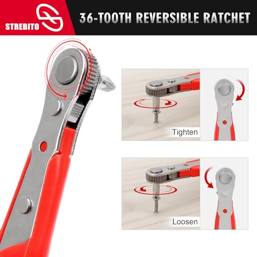 STREBITO Right Angle Screwdriver Low Profile, 26 Piece Small Ratchet Set - color: 26 in 1 With Zipper Pouch
