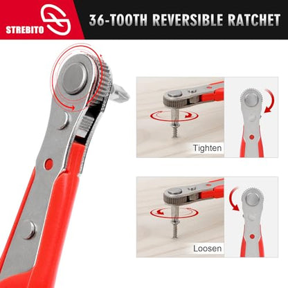 STREBITO Right Angle Screwdriver Low Profile, 26 Piece Small Ratchet Set - color: 26 in 1 With Zipper Pouch