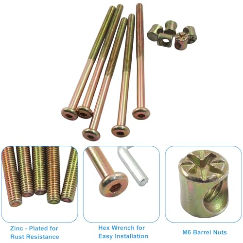 M6 X 100mm Barrel Bolt Nuts, 10 Pack - size: M6(100mm)
