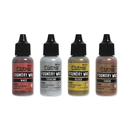 Bundle Tim Holtz Distress Foundry Wax Kit Ranger Ink Gilded, Mined, Sterling, Statue