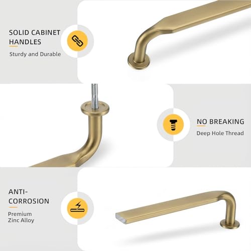 Goldenwarm 10 Pack 5 Inch Champagne Bronze Cabinet Pulls Solid Handles - color: Champagne Bronze, size: 5 Inch Hole Center