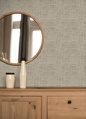NuWallpaper Laos Ivory Peel and Stick Wallpaper, Ivory Linen Texture Removable Contact Paper for Walls, Self Adhesive Wall Covering for Bedroom Living Room Accent Wall