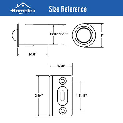 HOMOTEK 4 Pack Drive in Ball Catch with Strike Plate for Closet Doors, Oil Rubbed Bronze, 13/16 Inch x 1-1/8 Inchs,Die-cast, Adjustable Tension Ball - color: Oil Rubbed Bronze