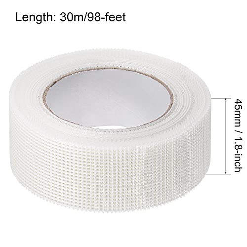 uxcell Drywall Joint Tape Self-Adhesive Fiberglass 1.8-inch x 98-feet Repair Patch Wall Hole Crack Mesh Size 2mm - size: 1.8" x 98'