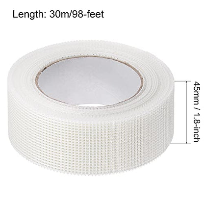 uxcell Drywall Joint Tape Self-Adhesive Fiberglass 1.8-inch x 98-feet Repair Patch Wall Hole Crack Mesh Size 2mm - size: 1.8" x 98'