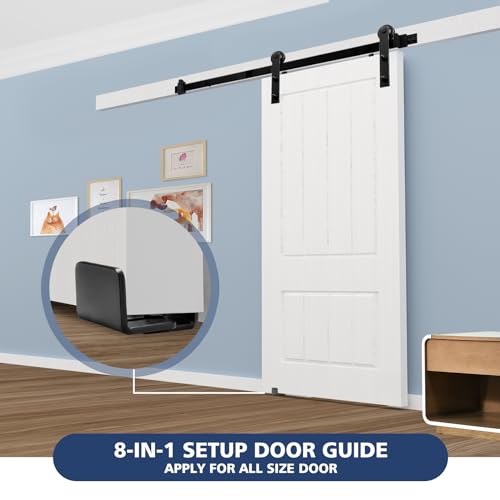 Sliding Barn Door Bottom Floor Guide, U Shape Adjustable Stay Roller, Flexible Adjustable Fit Distance, Flush Flat Bottom Design, Wall Mount System, for Door & Cabinet, 2 Pack