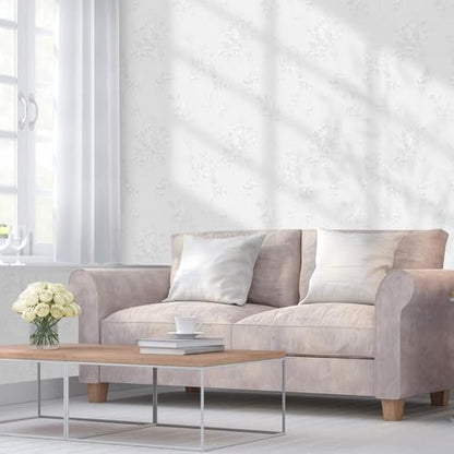 White Contact Paper Peel and Stick Embossed Wallpaper 17.3 x 196.9 inch - color: White, size: 17.3" x 196.9"