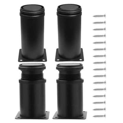 4 Inch Adjustable Furniture Legs, Set of 4, Black - size: 4 Inch / 100mm