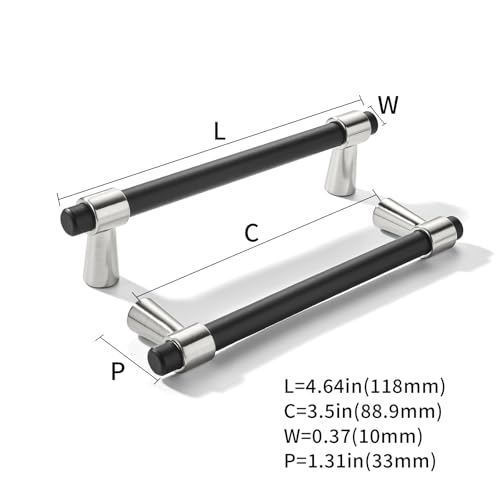 khtumeware 3-1/2 inch 5 Pack Matte Black/Brushed Satin Nickel Cabinet pulls Zinc Alloy, Kitchen Cabinet Handles, Wardrobe Drawer Handles - Suitable for Bathroom cabinets, Bedroom Furniture - color: Matte Black/Brushed Satin Nickel, size: 3-1/2 Inch