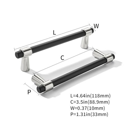 khtumeware 3-1/2 inch 5 Pack Matte Black/Brushed Satin Nickel Cabinet pulls Zinc Alloy, Kitchen Cabinet Handles, Wardrobe Drawer Handles - Suitable for Bathroom cabinets, Bedroom Furniture - color: Matte Black/Brushed Satin Nickel, size: 3-1/2 Inch
