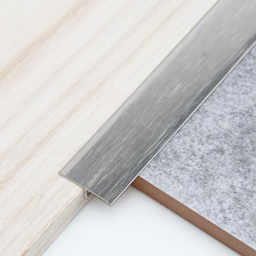 Trimold 3Pcs Aluminum T Molding Trim & Floor Transition Strips, Flat Divider Strip for Door Threshold and Joining Flooring Gaps of Laminate Planks Tile (4.2Ft x 0.8In, Brushed Silver) - color: Brushed Silver, size: 4.2ft x 0.8in