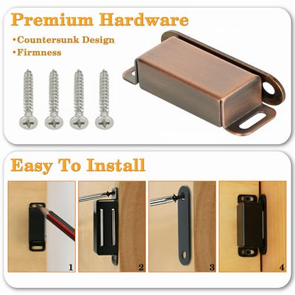 Alise Magnetic Cabinet Latch Cabinet Door Catch Clasps Red Bronze,4 Pcs - color: Red Bronze, size: 1-Small Size