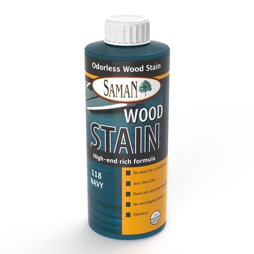 SamaN Interior Water Based Wood Stain - Natural Stain for Furniture, Moldings, Wood Paneling, Cabinets (Navy TEW-118-12, 12 oz) - color: Navy, size: 12 oz