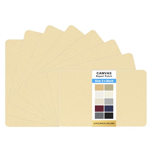 KING MOUNTAIN Canvas Repair Patch 5×8 Inch Self-Adhesive Waterproof Fabric Patch for Sofas, Tents, Furniture,Tote Bags, Car Seats (Beige) - color: Beige, size: Canvas-5"W×8"L