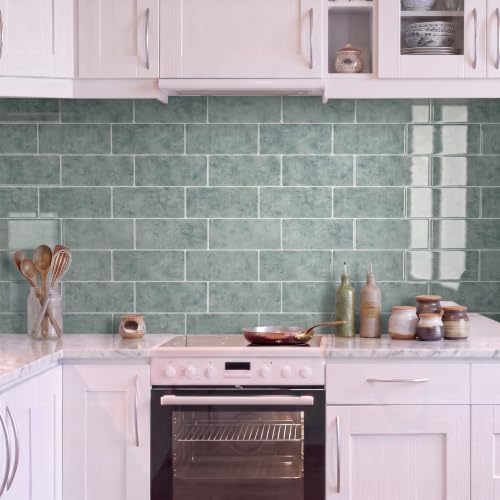 Thicker Design Peel and Stick Backsplash Tile，Self Adhesive Wall Tiles for Kitchen & Bathroom (10 Sheets, Cyan Blue) - color: Cyan Blue