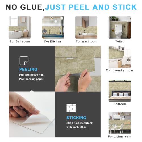 URCOLOR 102-Piece Peel and Stick Backsplash Tiles, 3" x 6" Warm Beige Glossy Tile, Stick on Backsplash for Kitchen, Bathroom, Camper, Fireplace - color: Warm Beige