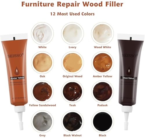 SEISSO Wood Furniture Repair Kit- 12 Colors, Wood Touch up Paint