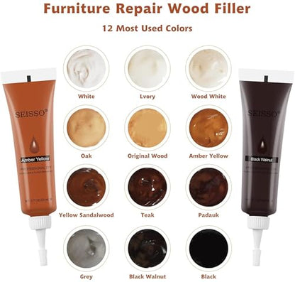 SEISSO Wood Furniture Repair Kit- 12 Colors, Wood Touch up Paint