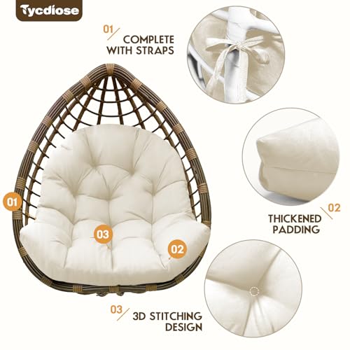 Egg Chair Cushion Replacement, Waterproof Outdoor Hanging Egg Chair Cushion Hammock Swing Chairs Cushions Pads, U-Shaped Thickened Cushions for Hanging Eggs Chairs, 47x33x7 Inches (Cream) - color: Cream