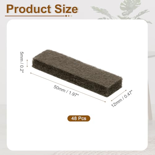 uxcell Felt Furniture Pads, 48Pcs 1.97" x 0.47" Adhesive Backed Felt Non-Slip Anti-Scratch Chair Leg Protectors for Protecting Hardwood Floor, Brown - size: 1.97" x 0.47"
