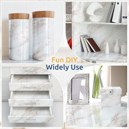 rabbitgoo Glossy Marble Contact Paper Peel and Stick, 17.5" x 78.7" - color: Glossy, size: 17.5" x 78.7"