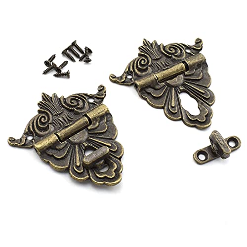 SDTC Tech Retro Bronze Alloy Latch Lock and Engraved Painten Hinge - color: A2E4 Kit