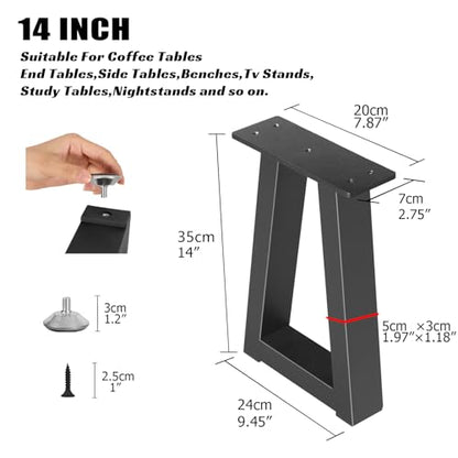 14 Inch Trapezoid Metal Table Legs Black Bench Legs,DIY Furniture for Coffee/Side Table, Bench Stool Cabinet Feets - Set of 2 - color: Black, size: 14 '' Trapezoid