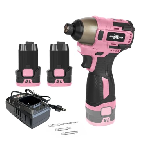 140Nm 17V Brushless Impact Screwdriver with 2 Batteries (Pink) - color: Pink, size: 17V Brushless Screwdriver