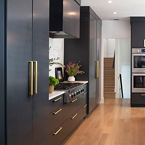 Goo-Ki 6 Pack Pure Brass Made Luxurious Cabinet Pulls,Matte,7-9/16 Inches Center to Center,Brushed Brass - color: Pure Brass, size: 7 9/16" Center to Center