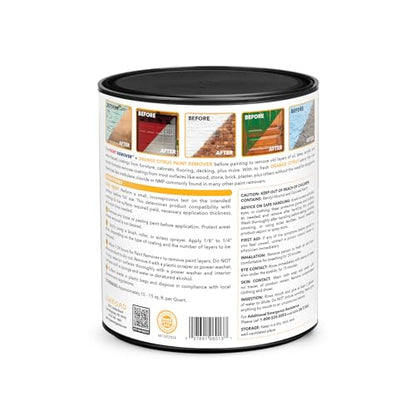 Dumond Paint Remover Plus Orange Citrus, DIY Friendly, Refinish Furniture, Cabinets, Decks, Antiques, Masonry, for Oil, Latex, Acrylic, Water-Based Paints, Varnishes, Stains, Citrus Scent, 2 Quarts - size: 1/2 GALLON (2 QUARTS)