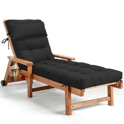 76 x 22 x 4.7 Waterproof Chaise Lounge Chair Cushion Outdoor Black - color: Black, size: 1 Pack