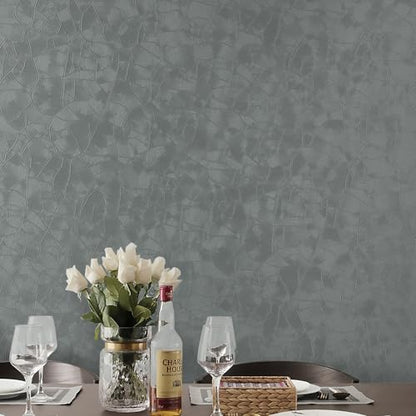 Yasinet Peel and Stick Wall Paper Removable Wallpaper Modern Grey-Green Embossed Thicken Self Adhesive Wallpaper Textured Contact Paper for Cabinets Walls Waterproof Vinyl Roll 78.7"x 15.7" - color: Gray, size: 78.7"Lx 15.7"W