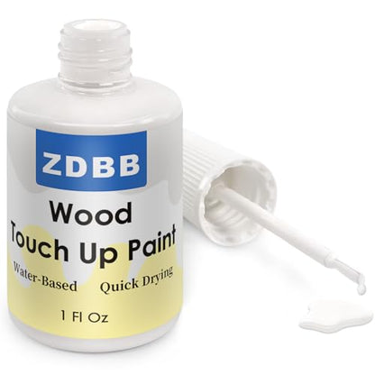 Wood Touch Up Paint - 1 Oz Touch Up Paint Pen for Wood Refinishing, Quick-Dry Paint for Scratches, Spots and Chips on Furniture, Tables,Cabinets, Doors, and Dressers (White)