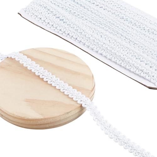 14 Yards Gimp Trim for Sewing, 0.5inch Decorative Fabric Trim Polyester Sewing Trims Ribbon Woven Curtain Fabric Trims for Upholstery Hand Crafts Costume Home Decorative, White - color: White