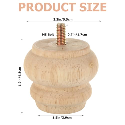 SENENQU Set of 8 2 Inch Wooden Unfinished Bun Feet for Dresser Legs Couch Sofa Cabinet Ottoman DIY Replacement Wood Furniture Legs with Screw Sofa Replacement Parts