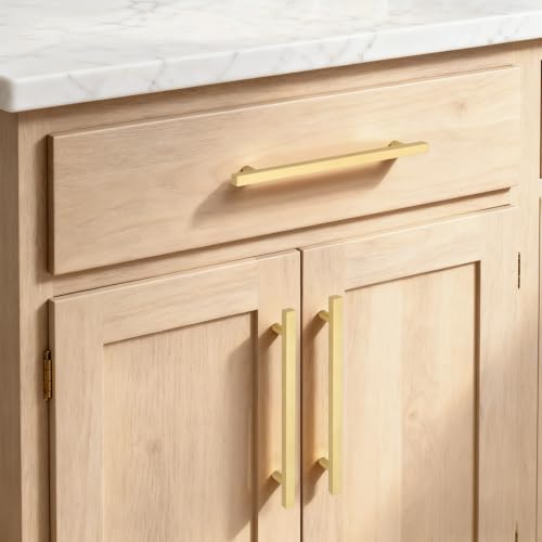 Probrico Brushed Brass Cabinet Pulls & Handles 7.5" CC Square 5 Pack - color: Brushed Brass, size: Hole Center: 192mm(7.5inch)