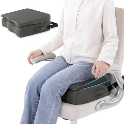 BALAPET Adjustable Thick Seat Cushion to Raise Height, Ergonomic Hip Cushion Post Surgery for Long Sitting, Memory Foam Hip Replacement Recovery Aids with Anti-Slip Strap(Gray) - color: Gray