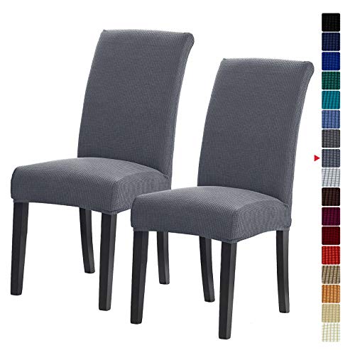 Stretch Chair Covers for Dining Room Set of 2, Removable Washable Dining Room Chair Covers, Dining Chair Slipcovers Seat Protector, Great Home Decor and Banquet Upholstery (Gray, 2 Pack) - color: Grey, size: 2 pack