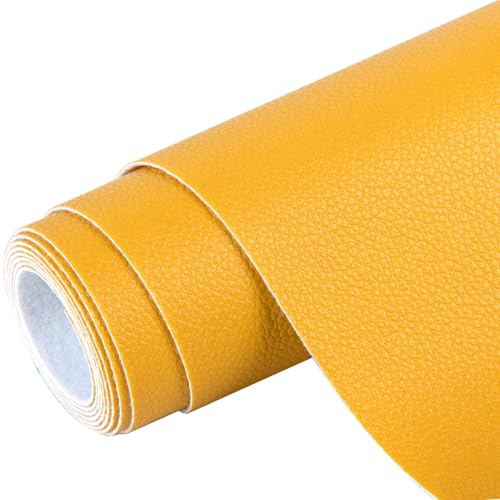 Marine Vinyl Faux Leather,12"X54" Boat Auto Upholstery DIY Projects (Yellow, 12"X54") - color: Yellow, size: 12"X54"