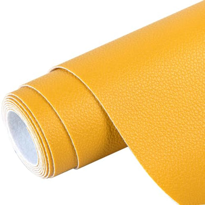 Marine Vinyl Faux Leather,12"X54" Boat Auto Upholstery DIY Projects (Yellow, 12"X54") - color: Yellow, size: 12"X54"
