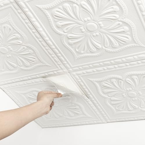 Ceiling Tiles, Ceiling Tiles Peel and Stick Foam, 16 Pcs, Covered 21 Sq.Ft - color: Floral, size: 16pcs
