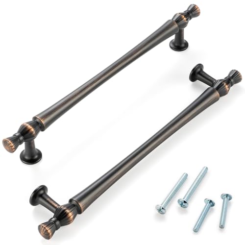 6-1/4 in Oil Rubbed Bronze Cabinet Pulls 10 Pack French Style P2408 - color: Oil Rubbed Bronze, size: 6-1/4" Hole Centers-10 Pcs