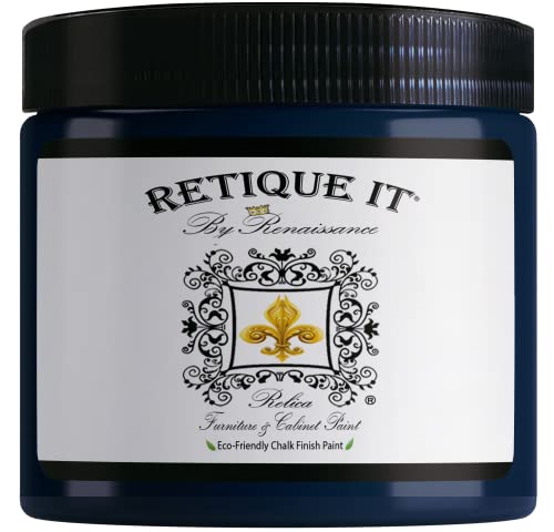 Renaissance Chalk Finish Paint - Black Indigo 1 Pint (16oz) - Chalk Furniture & Cabinet Paint - Non Toxic, Eco-Friendly, Superior Coverage - color: 45 Black Indigo, size: 16 Fl Oz (Pack of 1)