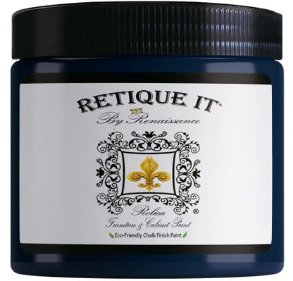 Renaissance Chalk Finish Paint - Black Indigo 1 Pint (16oz) - Chalk Furniture & Cabinet Paint - Non Toxic, Eco-Friendly, Superior Coverage - color: 45 Black Indigo, size: 16 Fl Oz (Pack of 1)