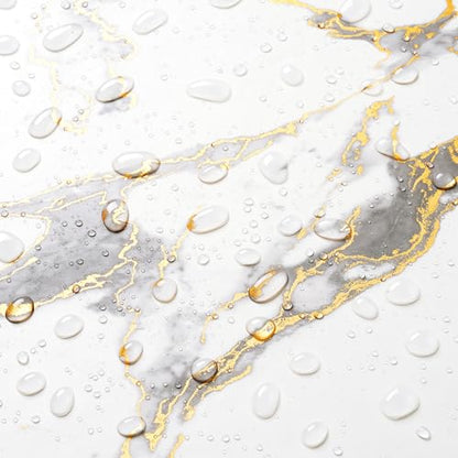 LACHEERY Thick White Marble Peel and Stick Wallpaper White and Gold Wallpaper for Kitchen Accent Wall Paper Counter Cover Peel and Stick Countertop Contact Paper Waterproof Matte Marble Roll 12"x160" - size: 12" x 160"