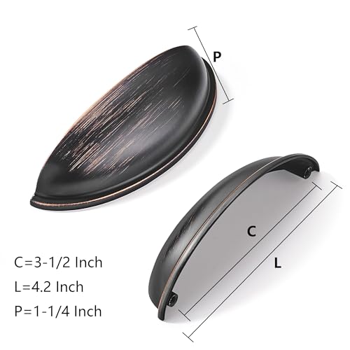 khtumeware 2 Pack 3-1/2" Drawer Pulls Oil Rubbed Bronze Cabinet Cup Pulls Kitchen Hardware Cabinet Handles Drawer Handles Knobs 3.5 inch Hole Center - color: Oil Rubbed Bronze, size: 3-1/2"(89mm) Hole Center, style: 2-pack